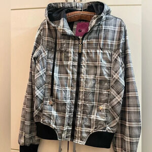 Windbreaker,waterproof lightweight woman’s jacket Just Play size L  for M plaid